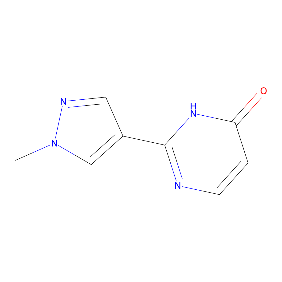 2-(1-Methyl-1H-pyrazol-4-YL)-1,4-dihydropyrimidin-4-one molecular structure, CAS 1156236-13-3