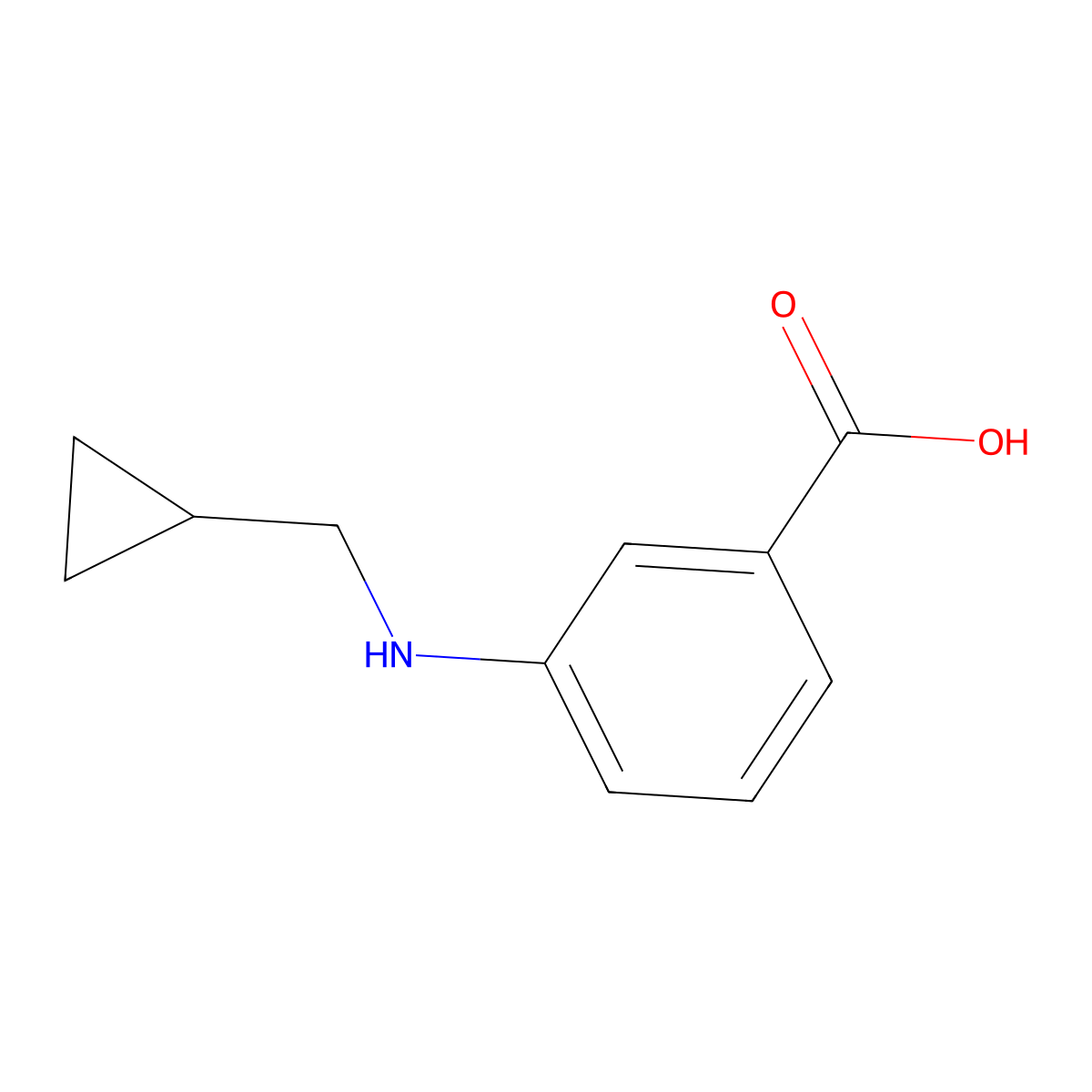 3-[(Cyclopropylmethyl)amino]benzoic acid molecular structure, CAS 1156236-75-7