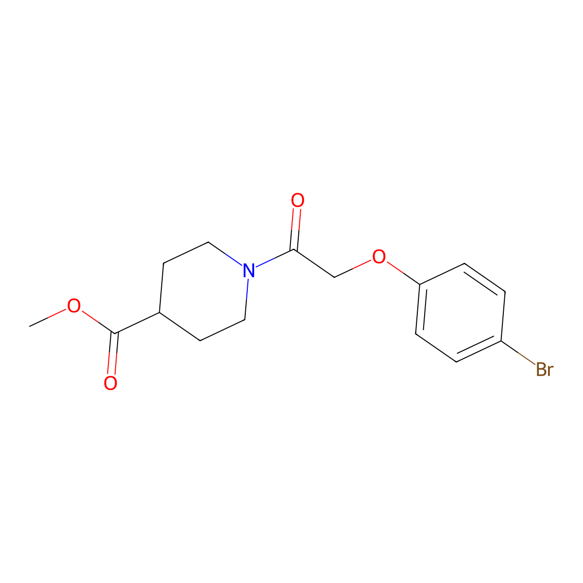 4-Piperidinecarboxylic acid, 1-[2-(4-bromophenoxy)acetyl]-, methyl ester molecular structure, CAS 1156238-00-4