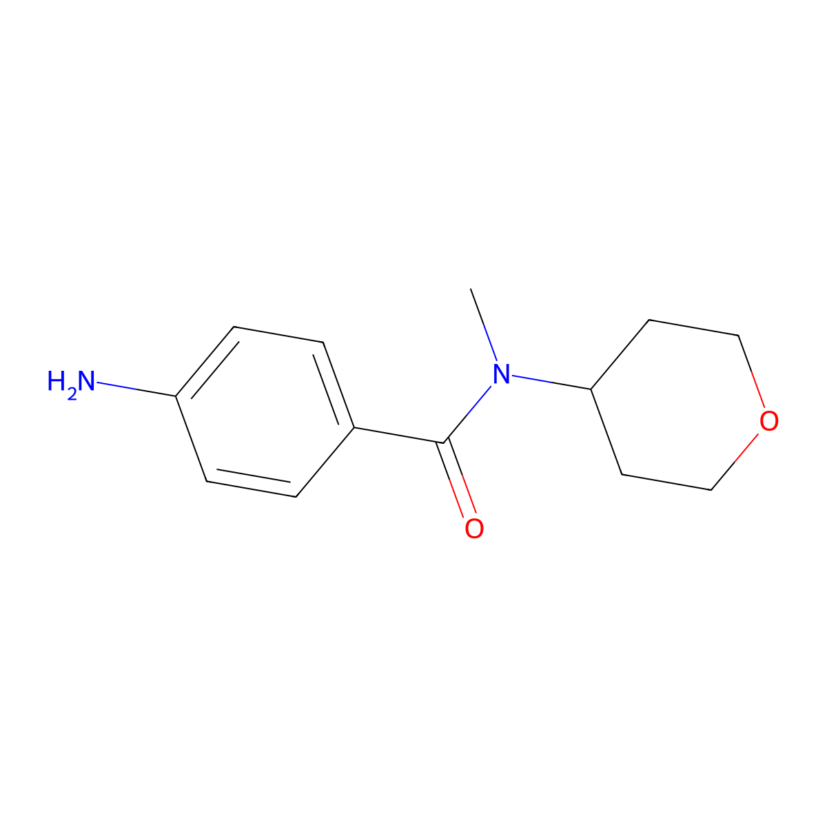 4-amino-N-methyl-N-(oxan-4-yl)benzamide molecular structure, CAS 1156245-95-2