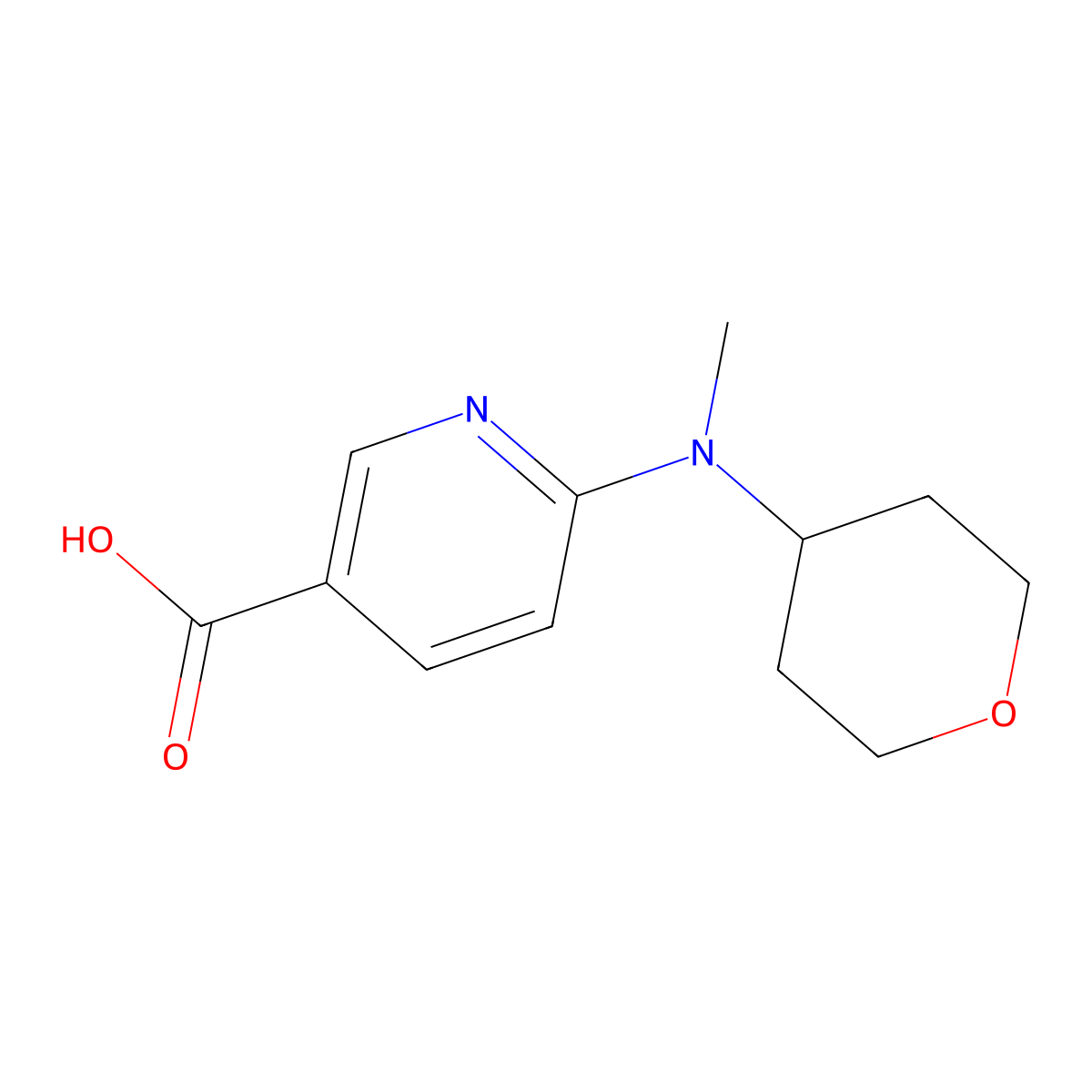 6-[Methyl(oxan-4-yl)amino]pyridine-3-carboxylic acid molecular structure, CAS 1156247-38-9