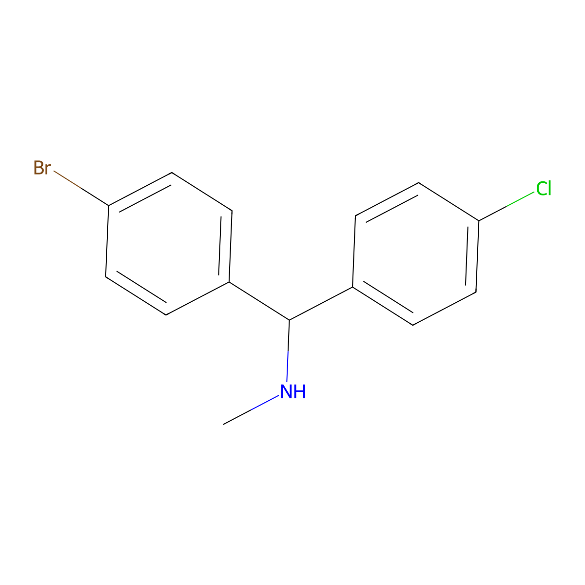 [(4-Bromophenyl)(4-chlorophenyl)methyl](methyl)amine molecular structure, CAS 1156263-67-0