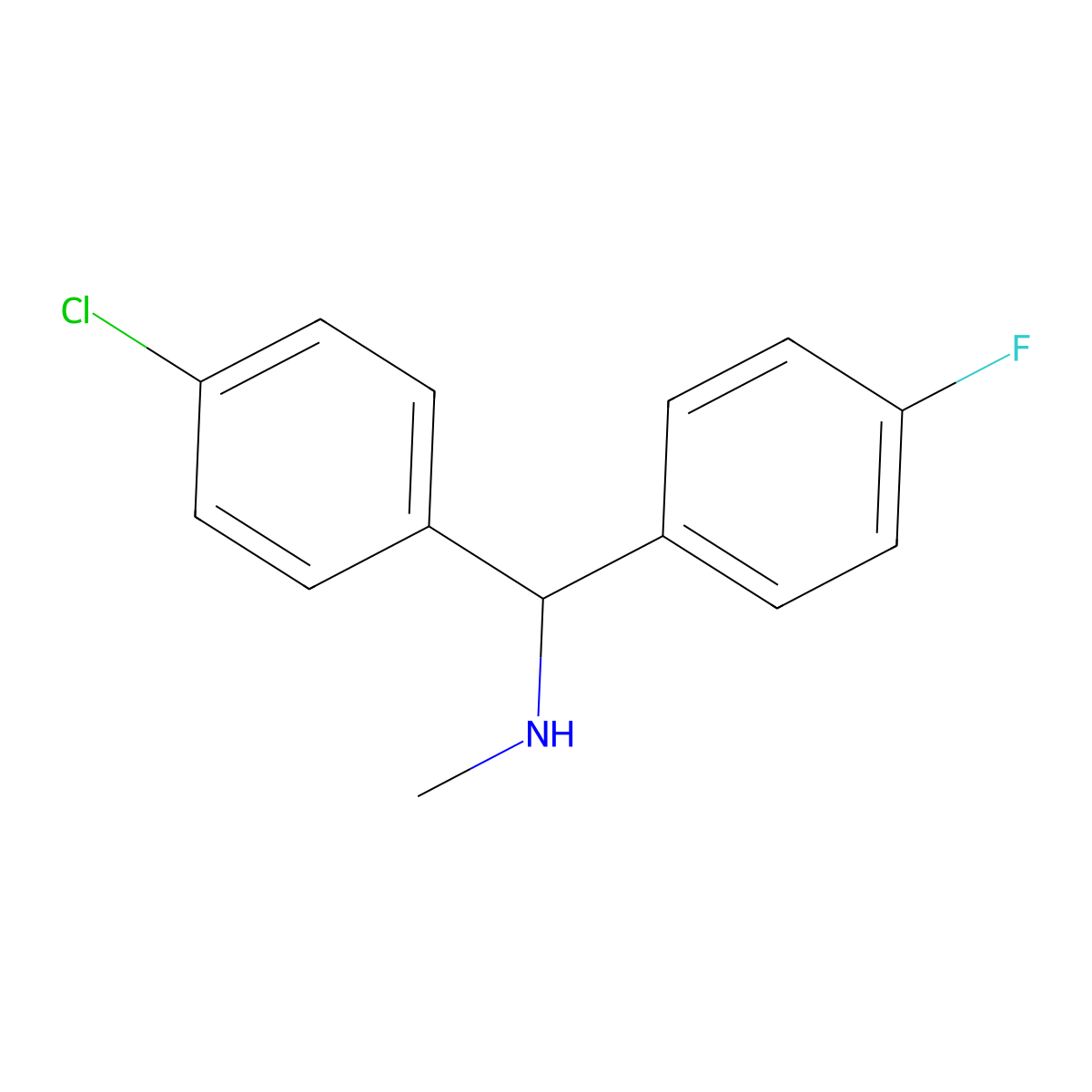 [(4-Chlorophenyl)(4-fluorophenyl)methyl](methyl)amine molecular structure, CAS 1156265-29-0
