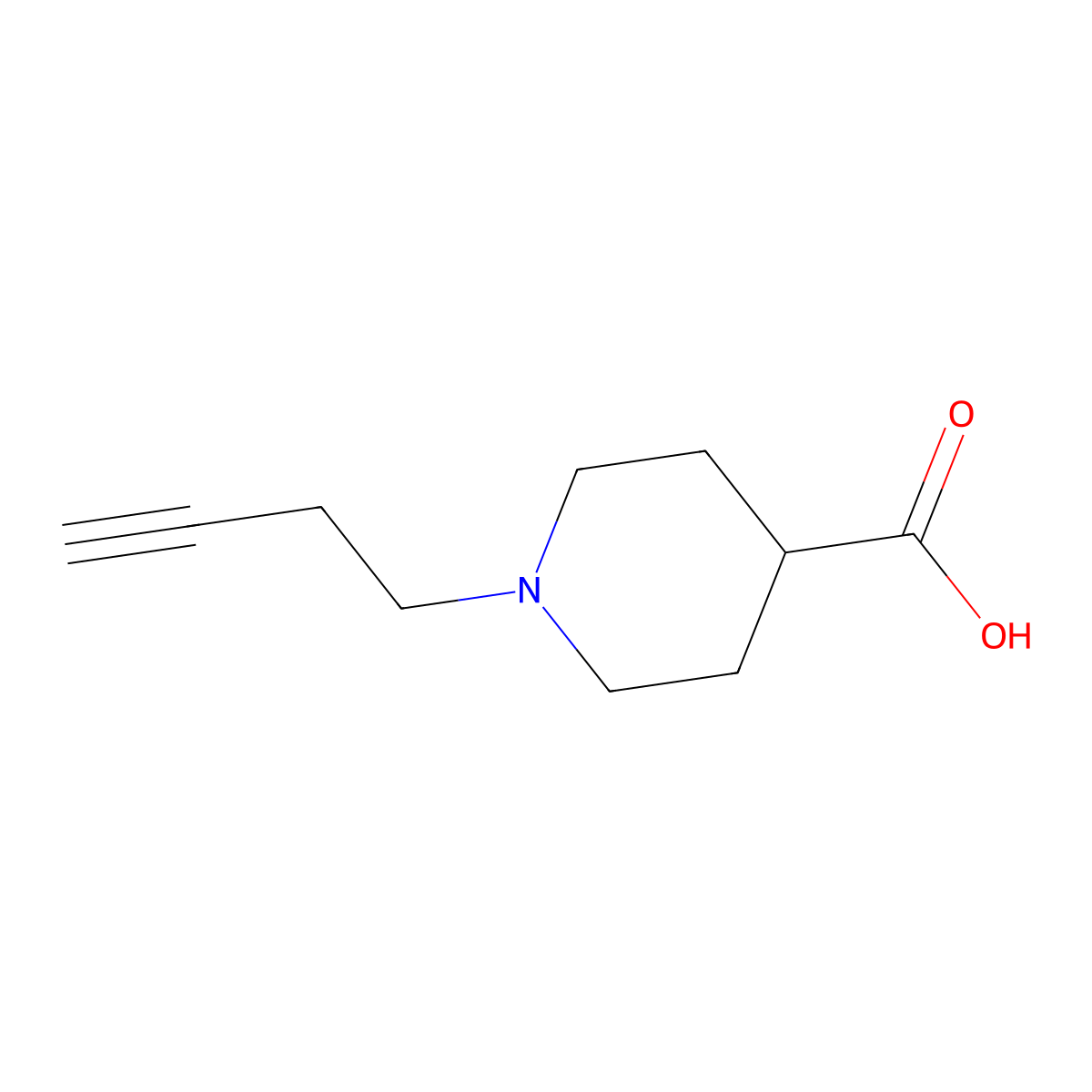 1-(But-3-yn-1-yl)piperidine-4-carboxylic acid molecular structure, CAS 1156265-36-9