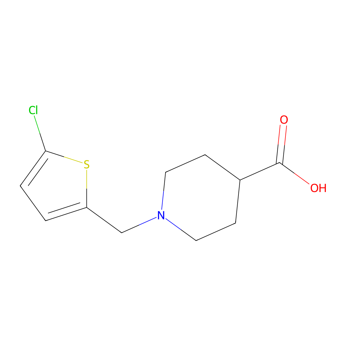 1-[(5-Chlorothiophen-2-yl)methyl]piperidine-4-carboxylic acid molecular structure, CAS 1156269-60-1