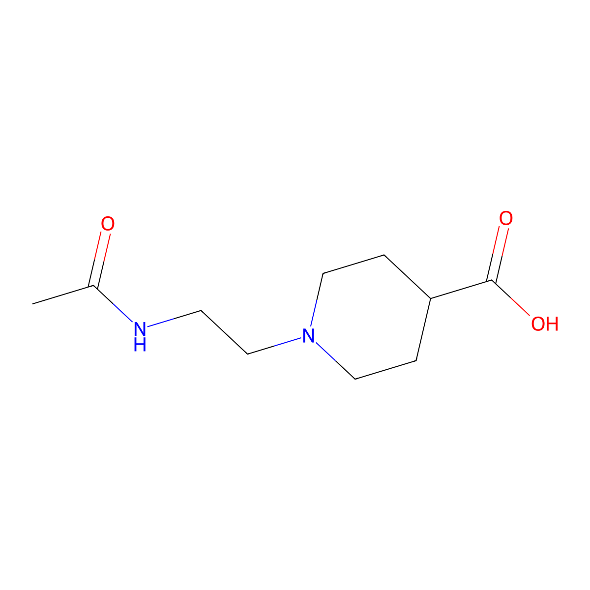 1-(2-Acetamidoethyl)piperidine-4-carboxylic acid molecular structure, CAS 1156271-31-6