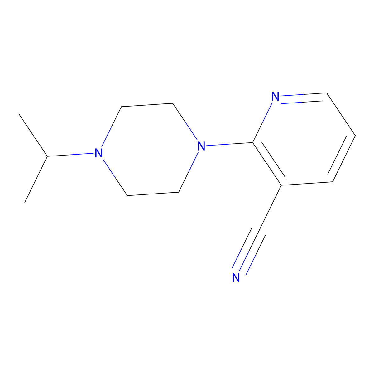 2-(4-Isopropylpiperazino)-3-pyridyl cyanide molecular structure, CAS 1156273-16-3