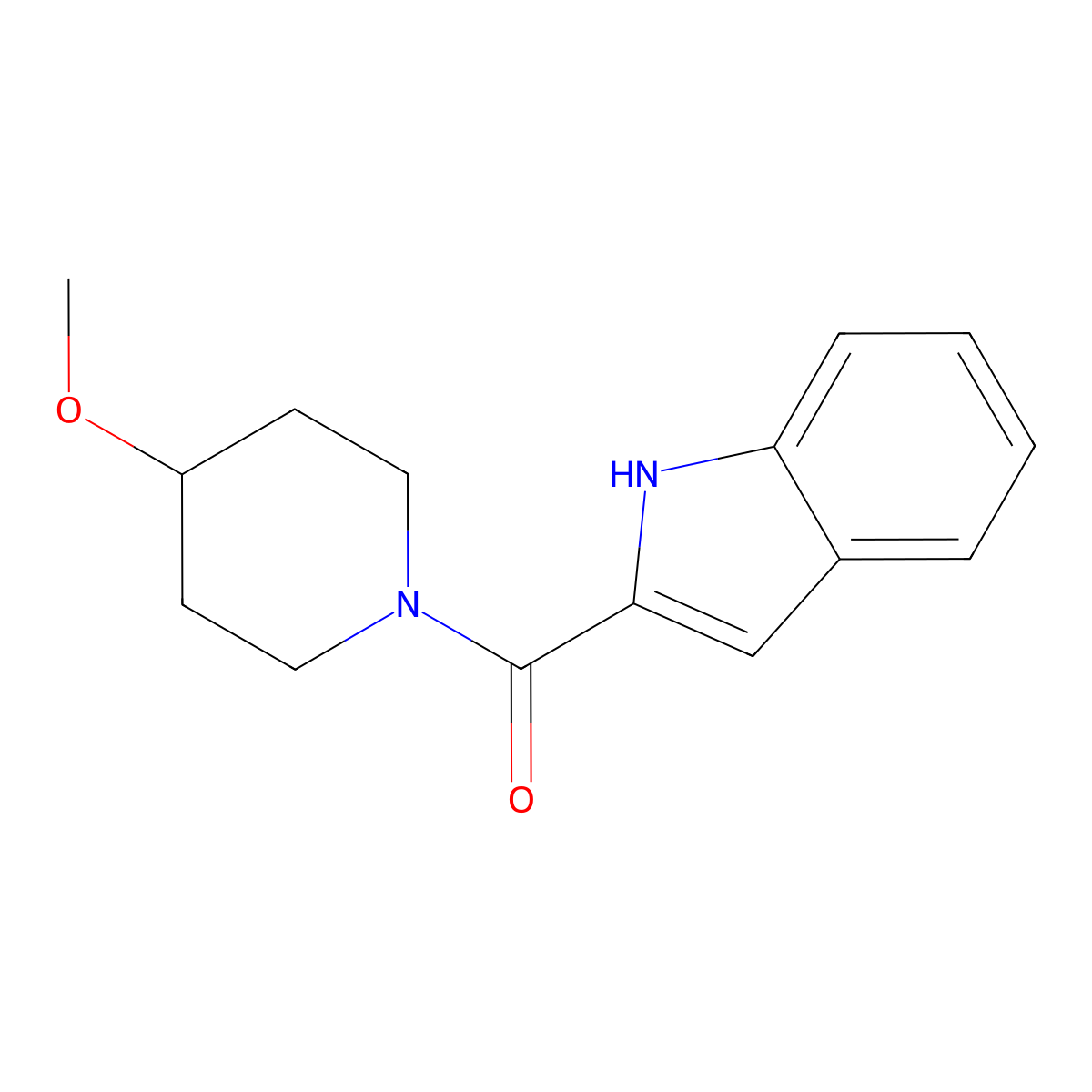 (1H-indol-2-yl)(4-methoxypiperidin-1-yl)methanone molecular structure, CAS 1156273-85-6