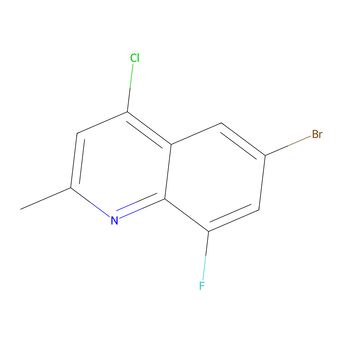 6-Bromo-4-chloro-8-fluoro-2-methylquinoline molecular structure, CAS 1156277-76-7