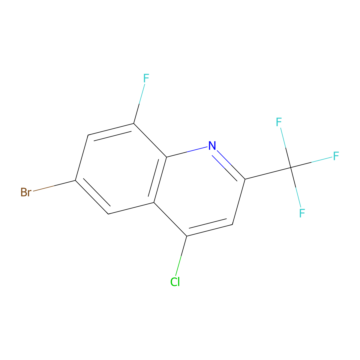 6-Bromo-4-chloro-8-fluoro-2-(trifluoromethyl)quinoline molecular structure, CAS 1156277-85-8