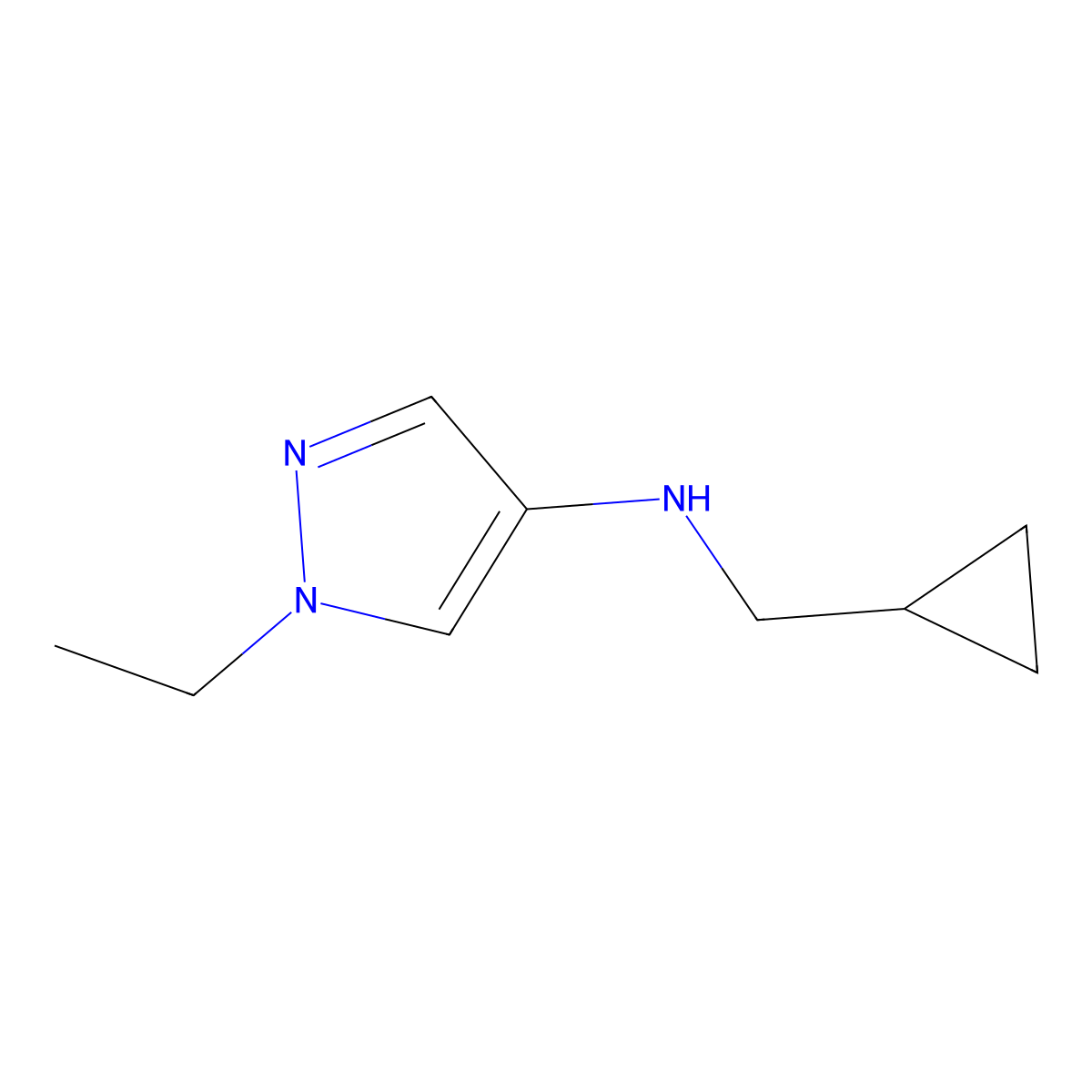 N-(cyclopropylmethyl)-1-ethyl-1H-pyrazol-4-amine molecular structure, CAS 1156280-66-8