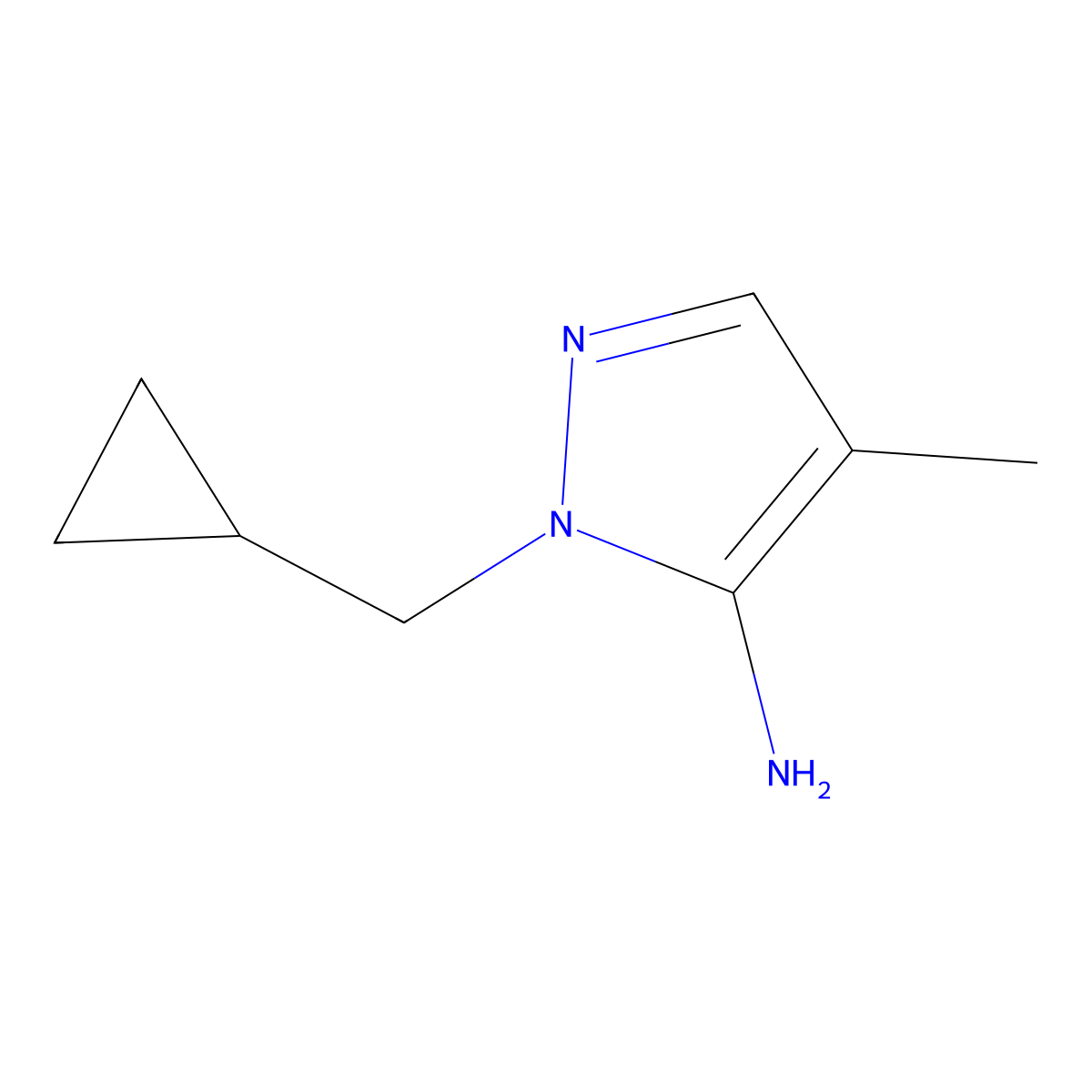 1-(Cyclopropylmethyl)-4-methyl-1H-pyrazol-5-amine molecular structure, CAS 1156280-82-8