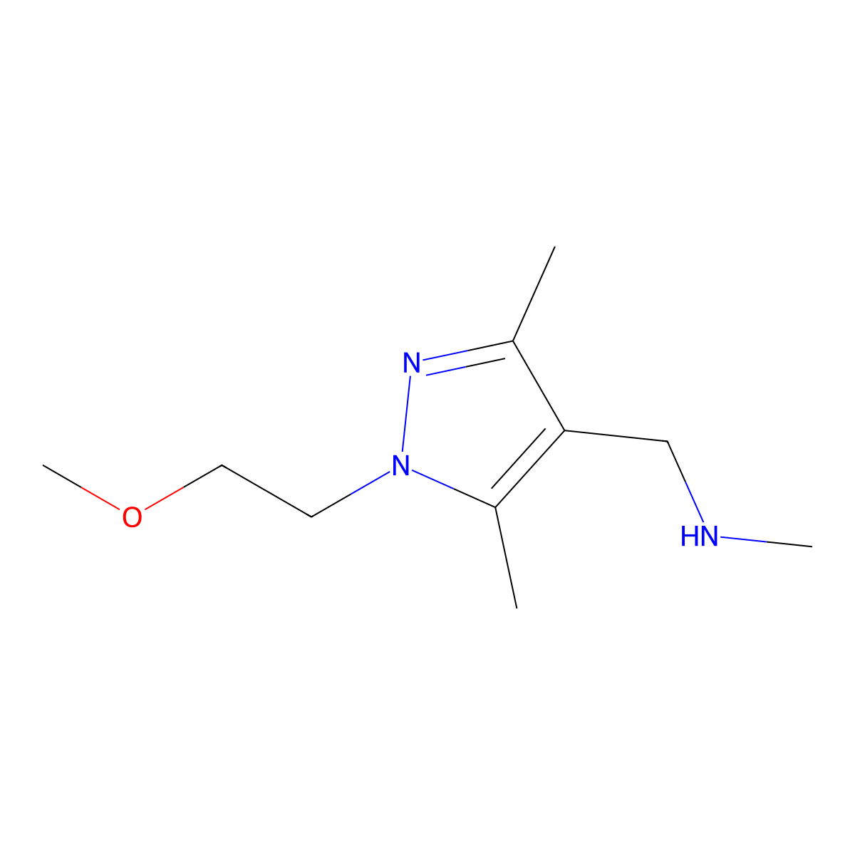 {[1-(2-methoxyethyl)-3,5-dimethyl-1H-pyrazol-4-yl]methyl}(methyl)amine molecular structure, CAS 1156282-67-5