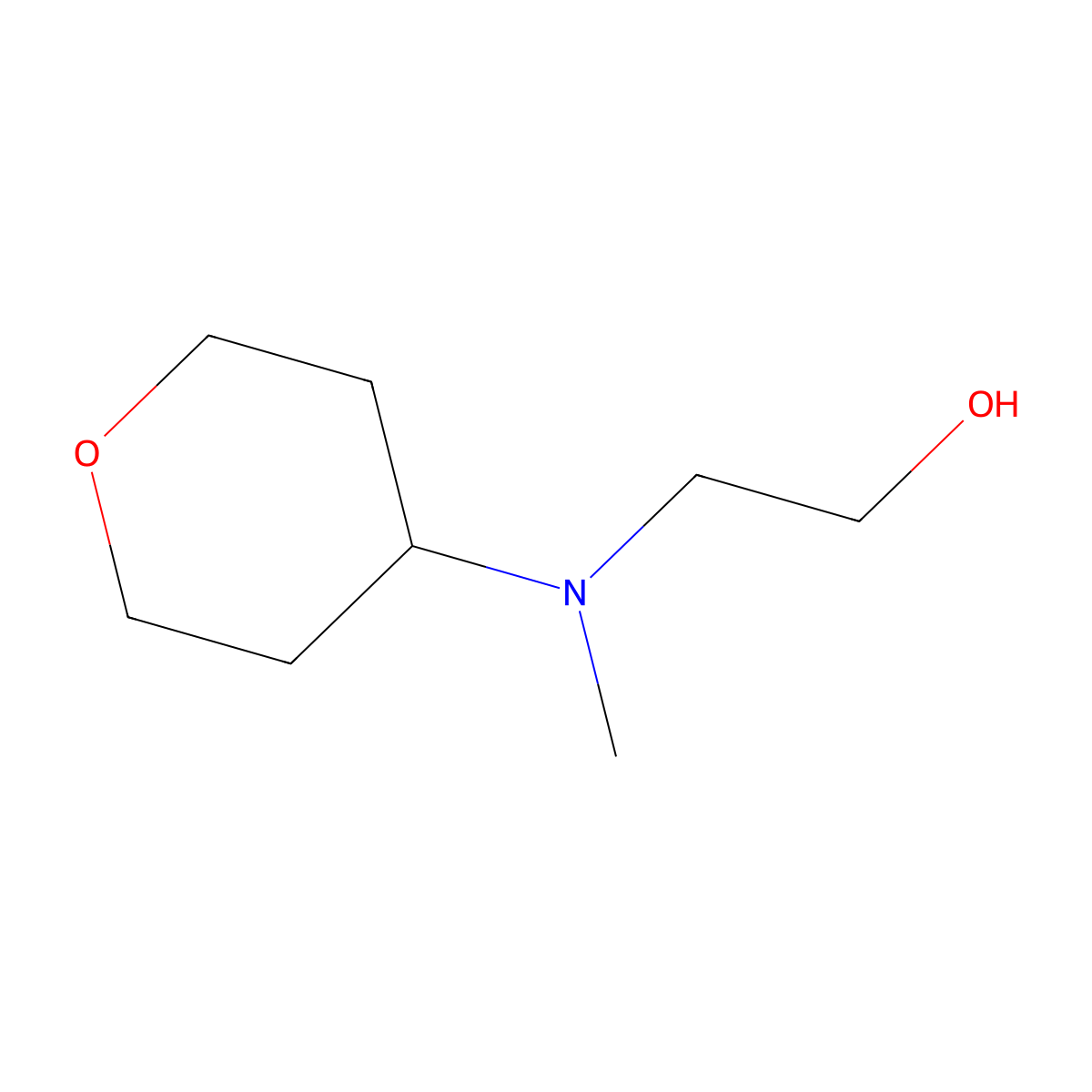 2-(methyl(tetrahydro-2H-pyran-4-yl)amino)ethan-1-ol molecular structure, CAS 1156293-06-9