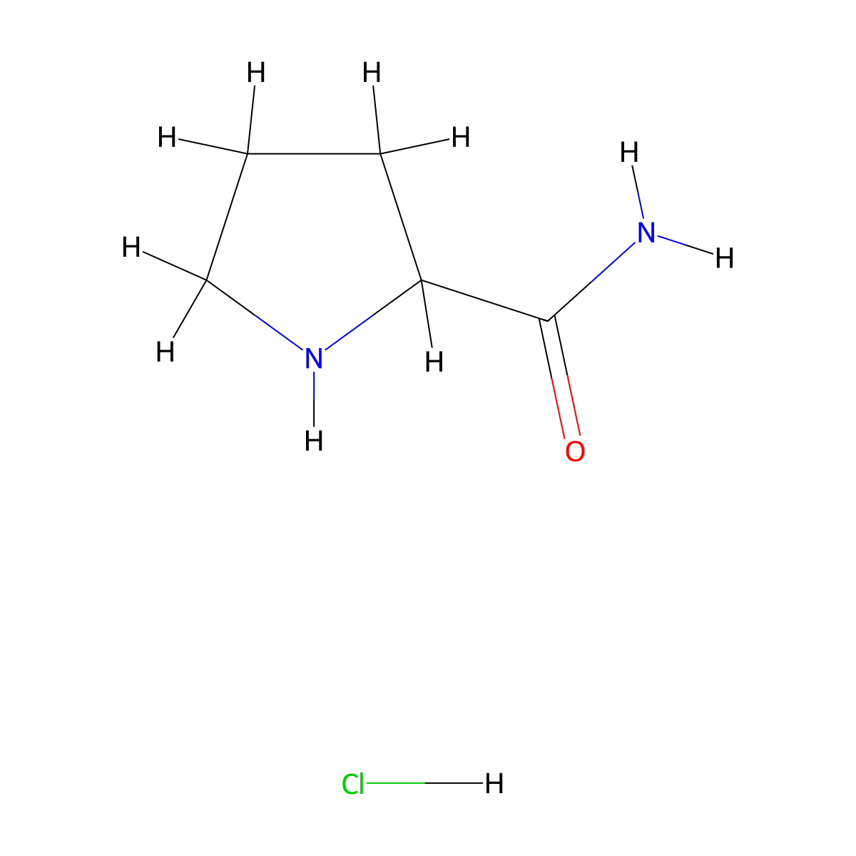 Pyrrolidine-2-carboxamide hydrochloride molecular structure, CAS 115630-49-4
