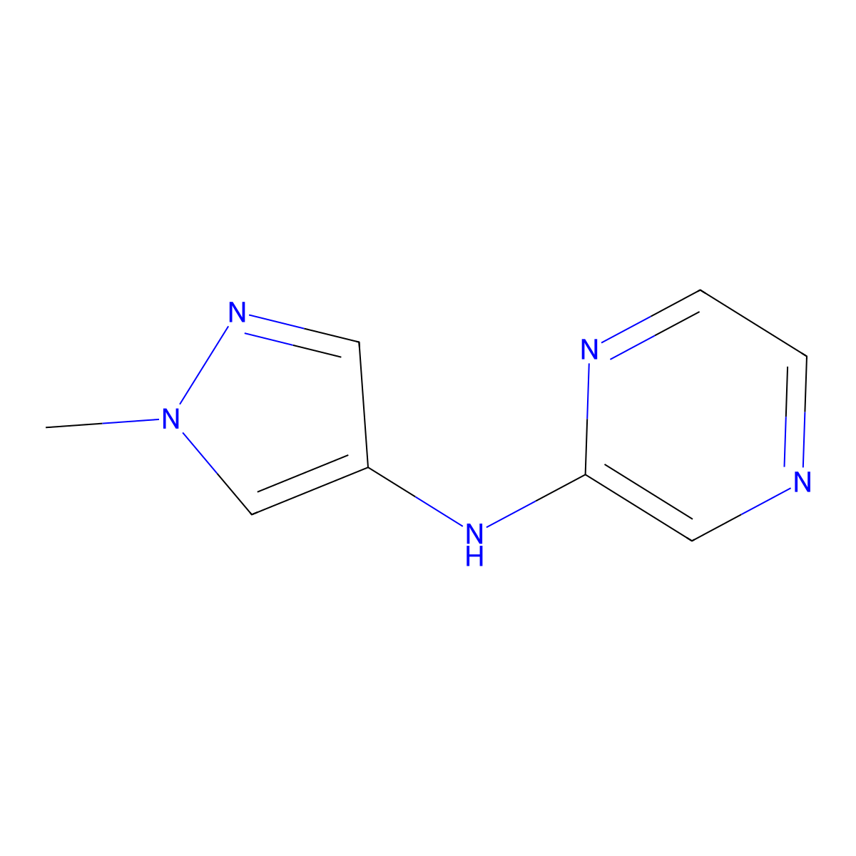 N-(1-methyl-1H-pyrazol-4-yl)pyrazin-2-amine molecular structure, CAS 1156301-89-1