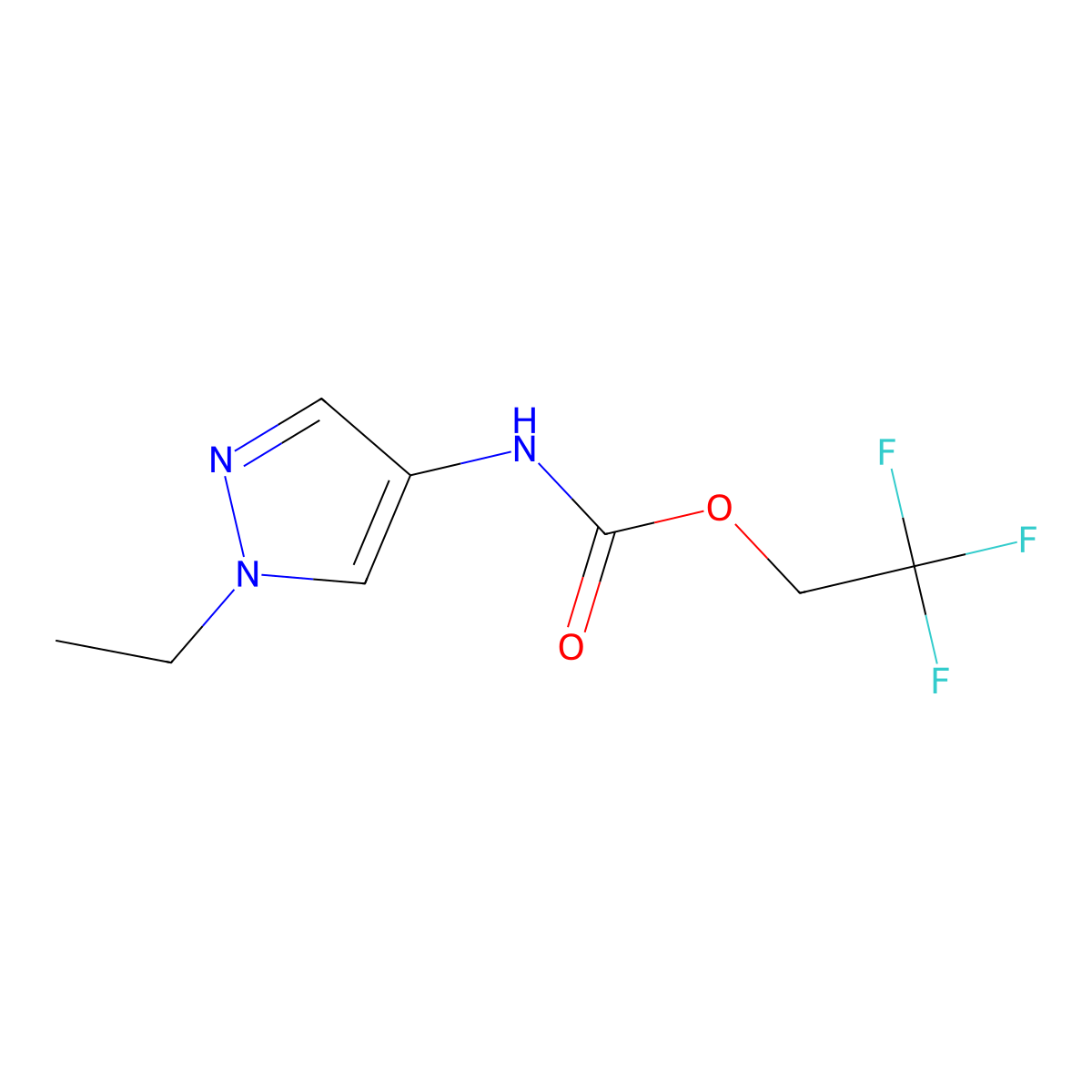2,2,2-trifluoroethyl N-(1-ethyl-1H-pyrazol-4-yl)carbamate molecular structure, CAS 1156304-09-4