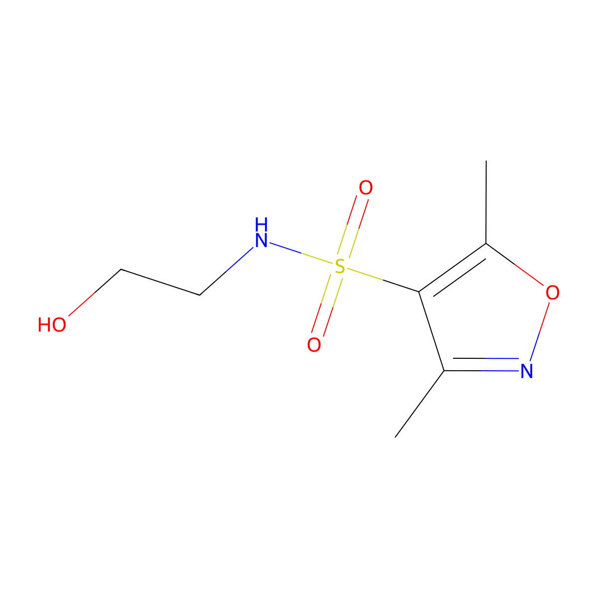 N-(2-hydroxyethyl)-3,5-dimethyl-1,2-oxazole-4-sulfonamide molecular structure, CAS 1156310-11-0