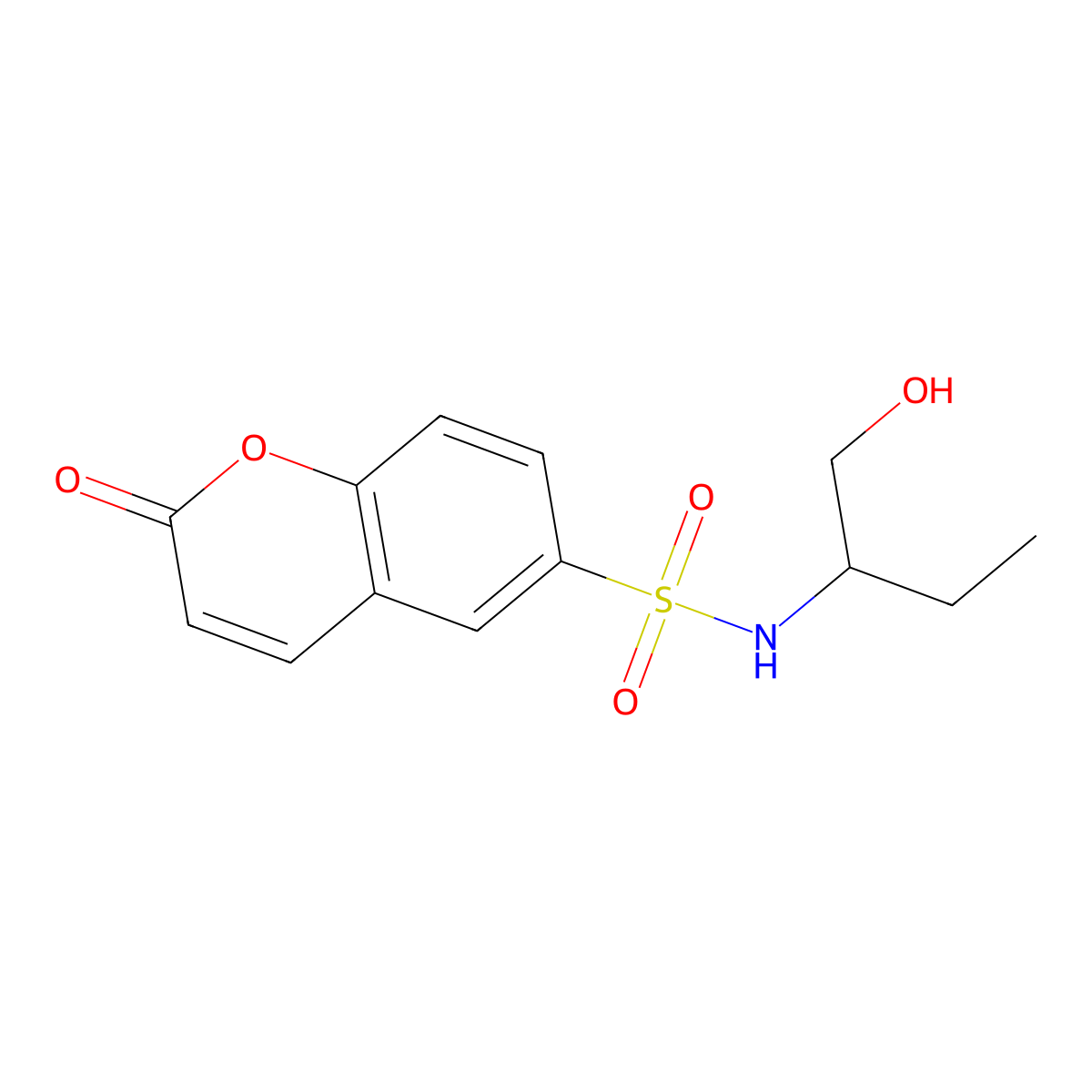 6-{[(1-Ethyl-2-hydroxyethyl)amino]sulfonyl}chromen-2-one molecular structure, CAS 1156312-10-5