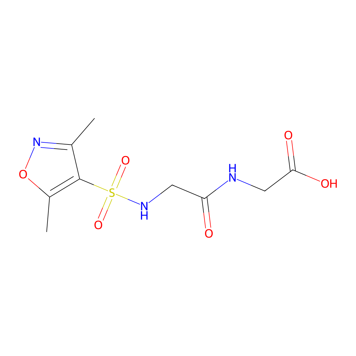 N-[(3,5-dimethyl-1,2-oxazol-4-yl)sulfonyl]glycylglycine molecular structure, CAS 1156315-54-6