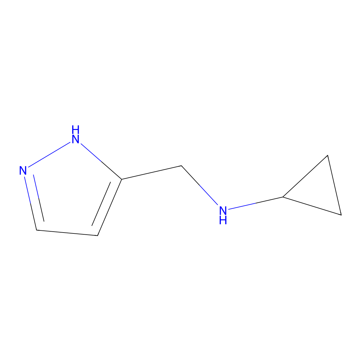 N-[(1H-pyrazol-3-yl)methyl]cyclopropanamine molecular structure, CAS 1156318-10-3