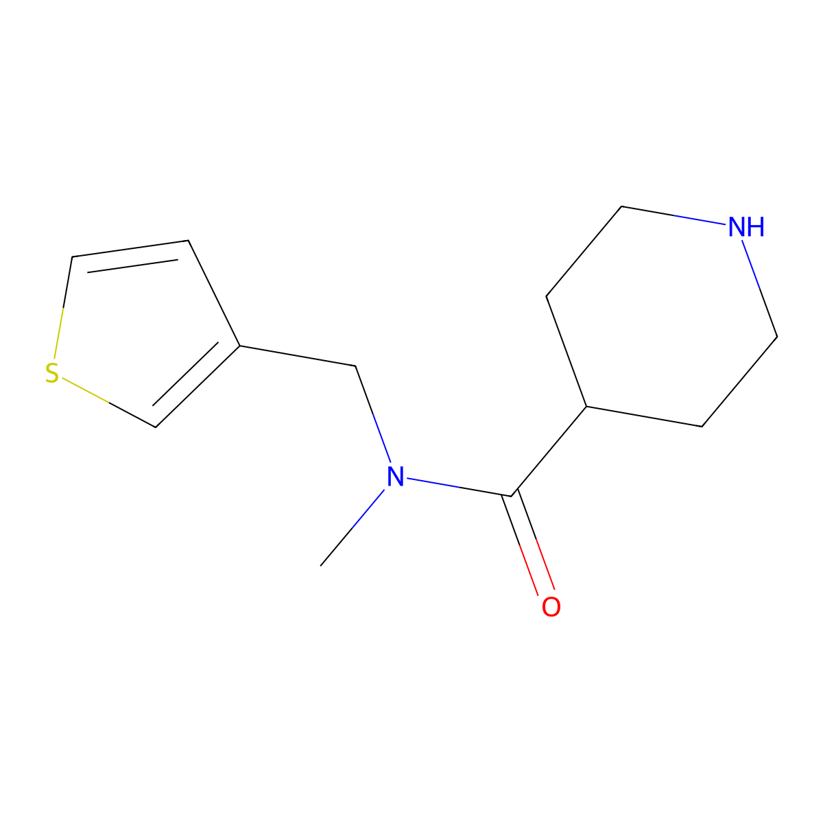 N-methyl-N-[(thiophen-3-yl)methyl]piperidine-4-carboxamide molecular structure, CAS 1156349-39-1