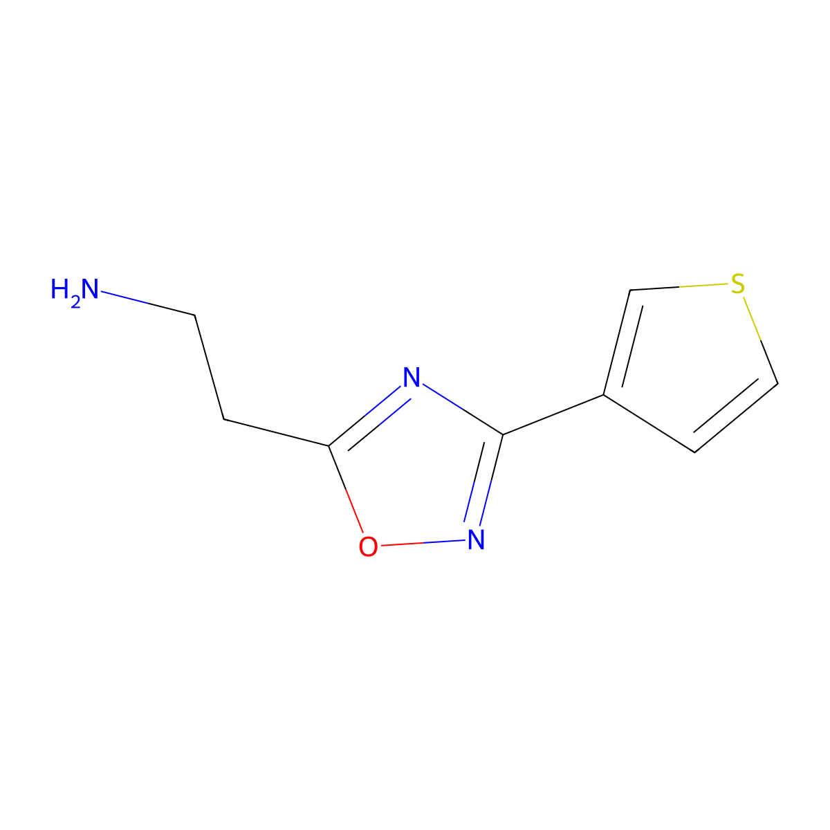 2-(3-(Thiophen-3-yl)-1,2,4-oxadiazol-5-yl)ethan-1-amine molecular structure, CAS 1156371-95-7
