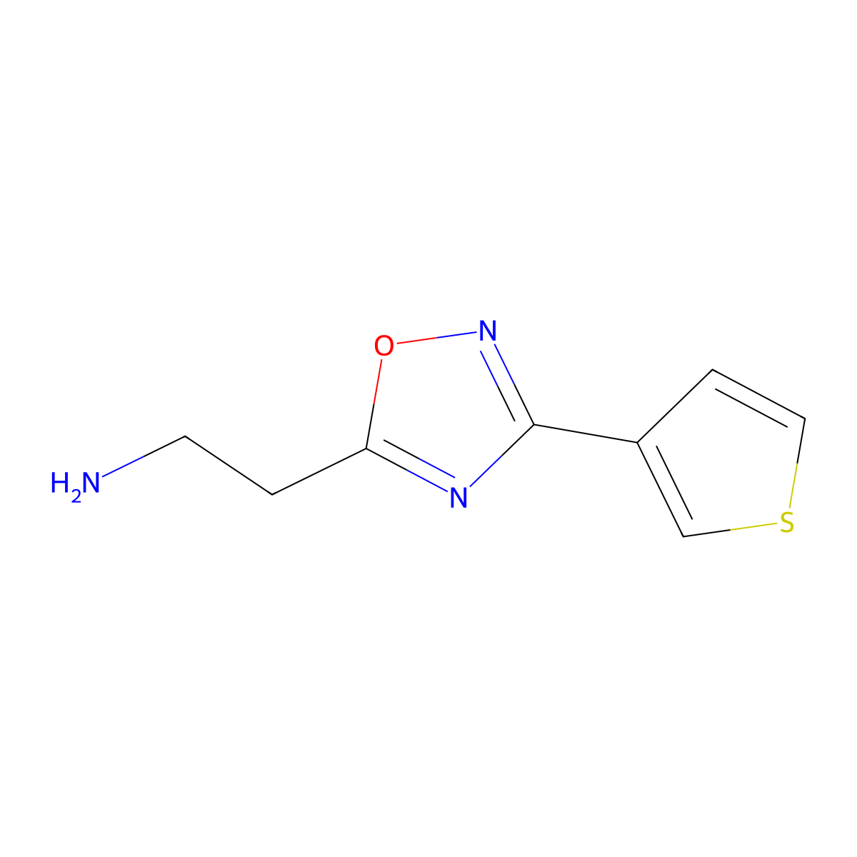 2-(3-(Thiophen-3-yl)-1,2,4-oxadiazol-5-yl)ethan-1-amine molecular structure, CAS 1156371-95-7