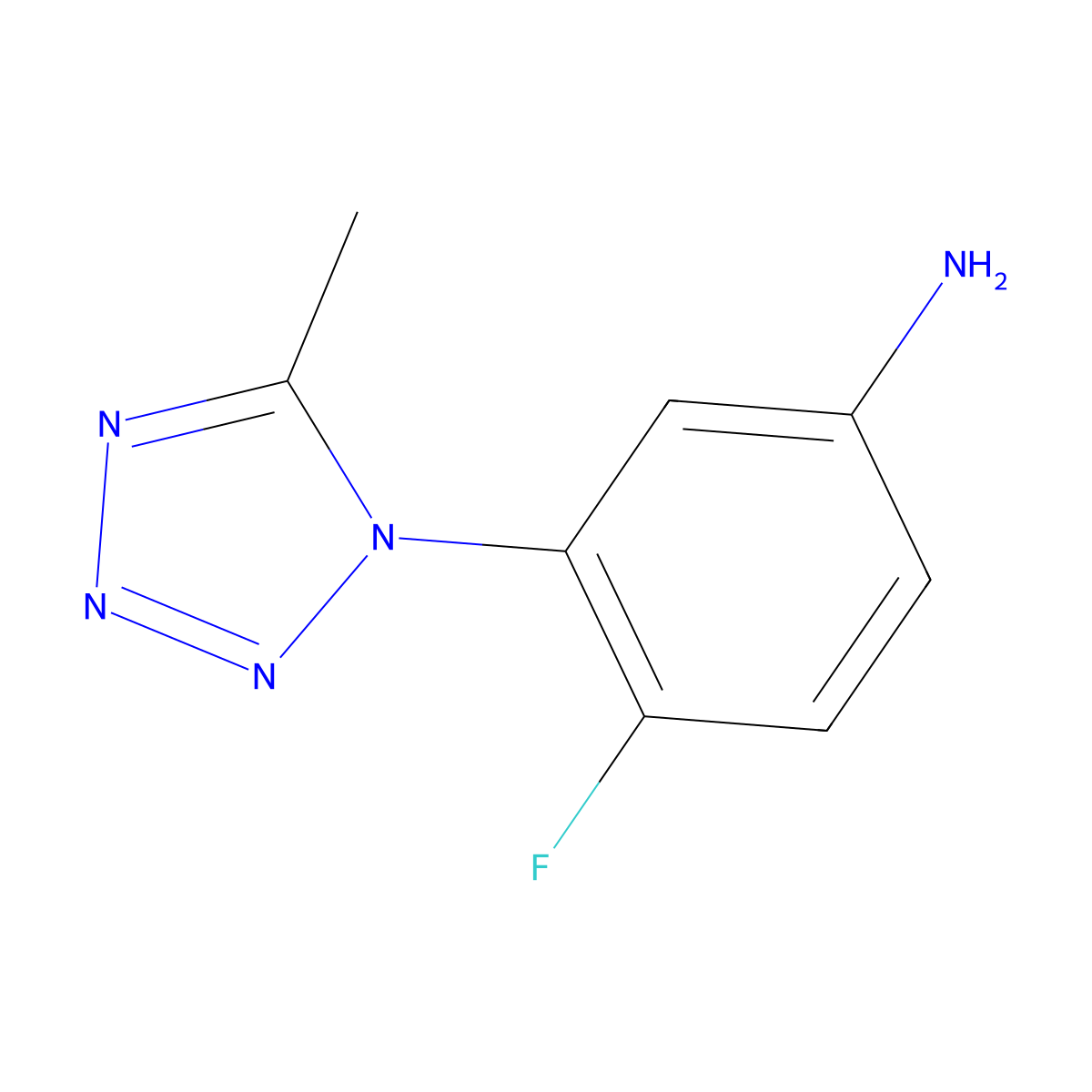 4-fluoro-3-(5-methyl-1H-1,2,3,4-tetrazol-1-yl)aniline molecular structure, CAS 1156374-64-9
