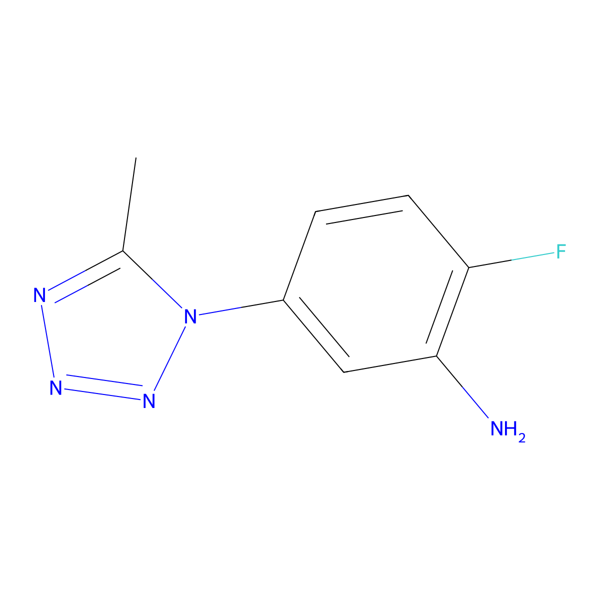 2-fluoro-5-(5-methyl-1H-1,2,3,4-tetrazol-1-yl)aniline molecular structure, CAS 1156374-96-7