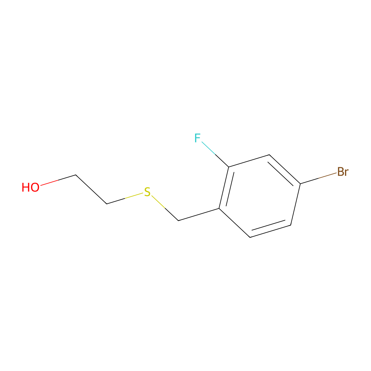 2-{[(4-Bromo-2-fluorophenyl)methyl]sulfanyl}ethan-1-ol molecular structure, CAS 1156381-32-6