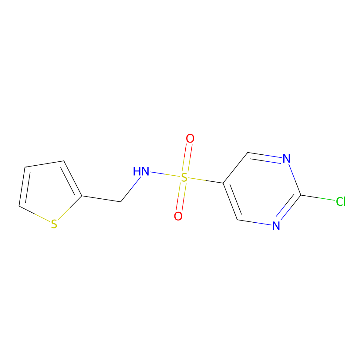 2-chloro-N-[(thiophen-2-yl)methyl]pyrimidine-5-sulfonamide molecular structure, CAS 1156385-71-5
