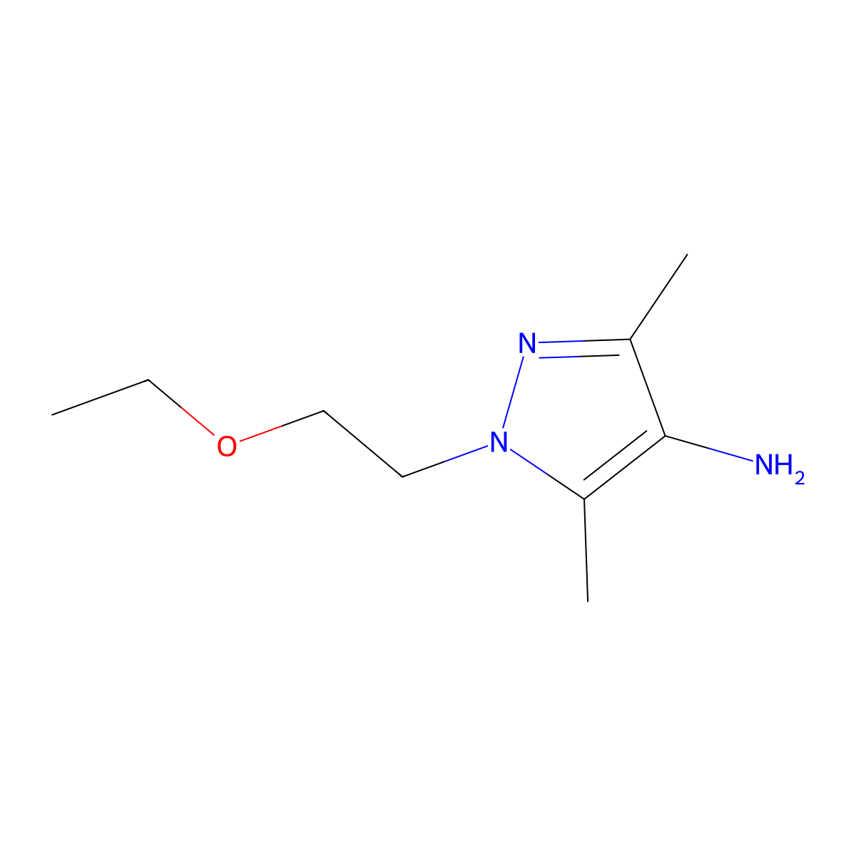 1-(2-Ethoxyethyl)-3,5-dimethyl-1H-pyrazol-4-amine molecular structure, CAS 1156386-93-4