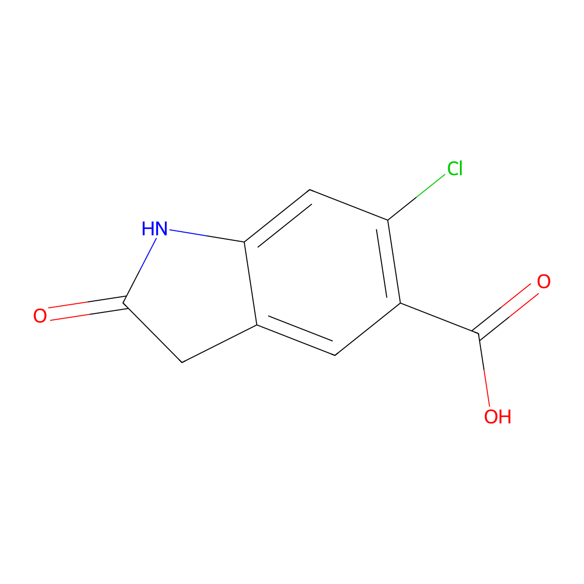 6-chloro-2-oxo-2,3-dihydro-1H-indole-5-carboxylic acid molecular structure, CAS 1156390-49-6
