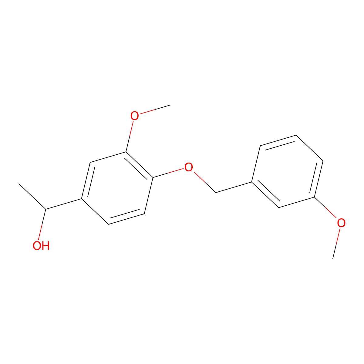 1-(3-Methoxy-4-((3-methoxyphenyl)methoxy)phenyl)ethan-1-ol molecular structure, CAS 1156391-91-1