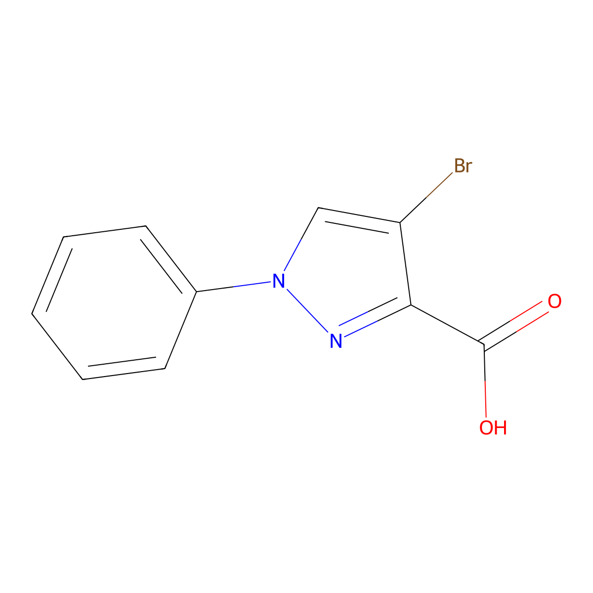 4-bromo-1-phenyl-1H-pyrazole-3-carboxylic acid molecular structure, CAS 1156392-45-8