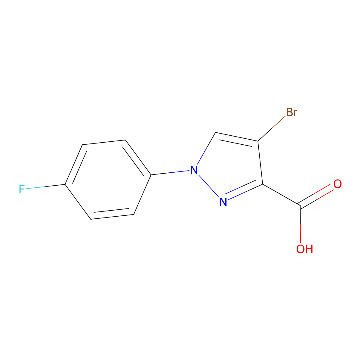4-bromo-1-(4-fluorophenyl)-1H-pyrazole-3-carboxylic acid molecular structure, CAS 1156392-56-1