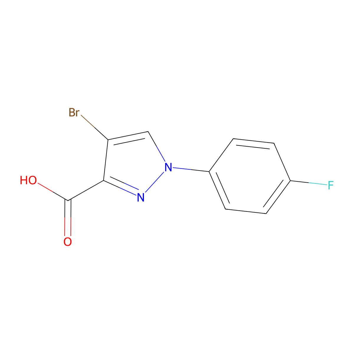 4-bromo-1-(4-fluorophenyl)-1H-pyrazole-3-carboxylic acid molecular structure, CAS 1156392-56-1