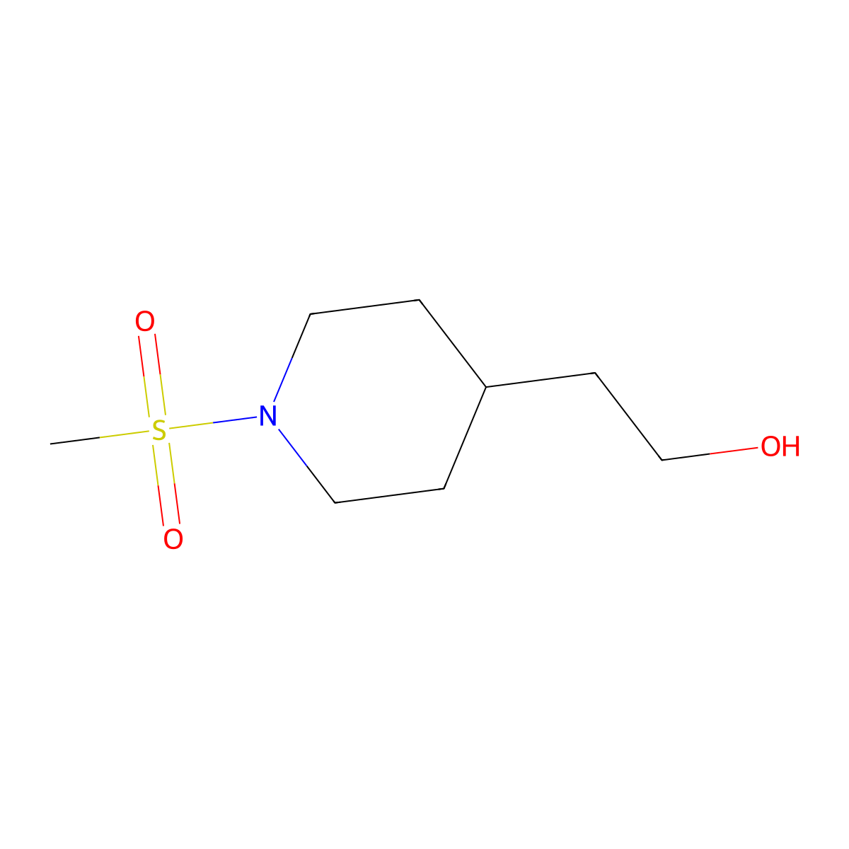 2-(1-Methanesulfonylpiperidin-4-yl)ethan-1-ol molecular structure, CAS 1156469-10-1