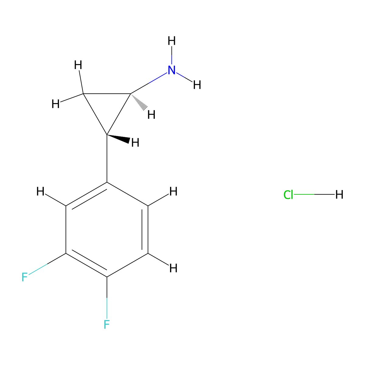 (1R,2S)-2-(3,4-difluorophenyl)cyclopropan-1-amine;hydrochloride molecular structure, CAS 1156491-10-9