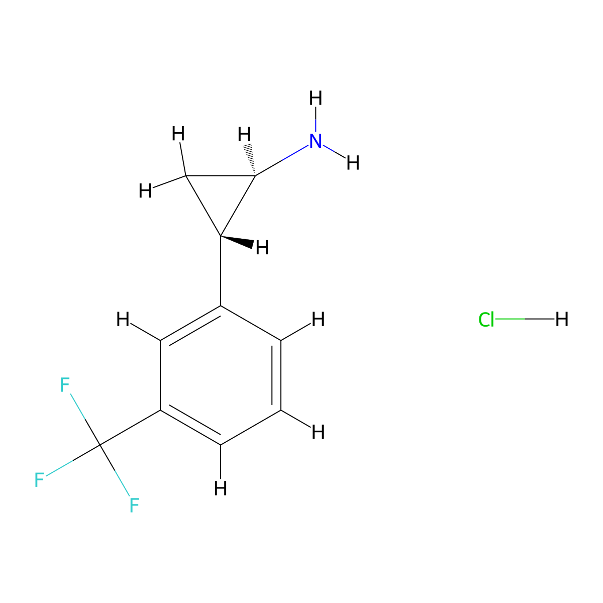 rac-(1R,2S)-2-(3-(trifluoromethyl)phenyl)cyclopropan-1-amine hydrochloride molecular structure, CAS 1156491-11-0