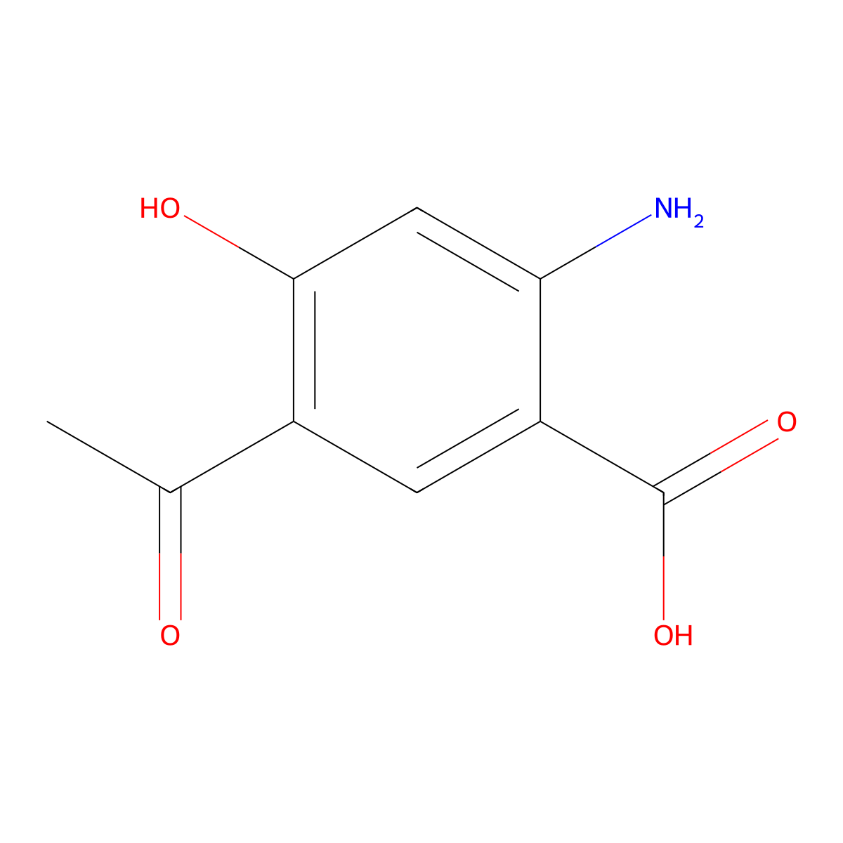 5-Acetyl-2-amino-4-hydroxybenzoic acid molecular structure, CAS 115651-29-1