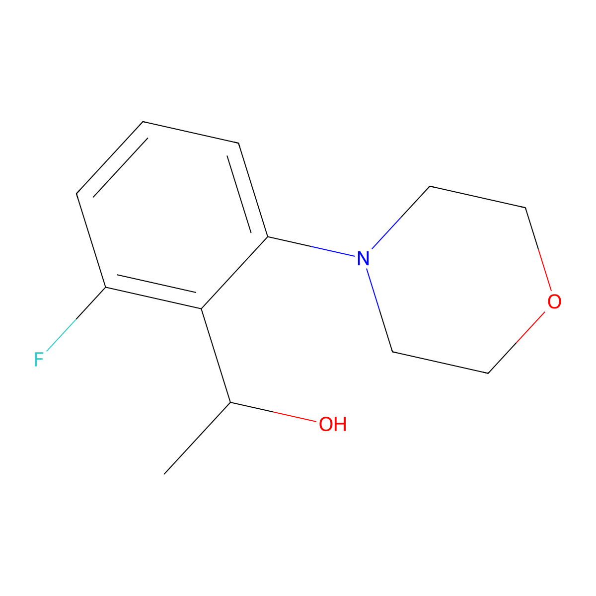 1-(2-Fluoro-6-(morpholin-4-yl)phenyl)ethan-1-ol molecular structure, CAS 1156521-32-2