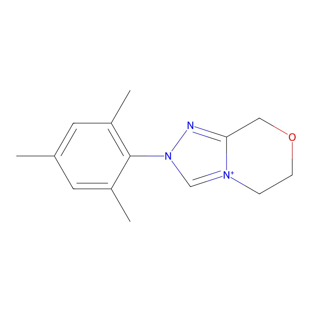 2-Mesityl-6,8-dihydro-5H-[1,2,4]triazolo[3,4-c][1,4]oxazin-2-ium molecular structure, CAS 1156575-31-3
