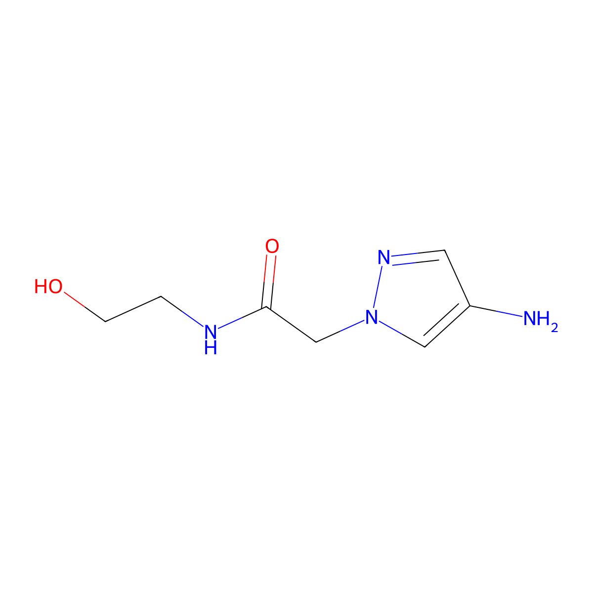 2-(4-amino-1H-pyrazol-1-yl)-N-(2-hydroxyethyl)acetamide molecular structure, CAS 1156593-84-8