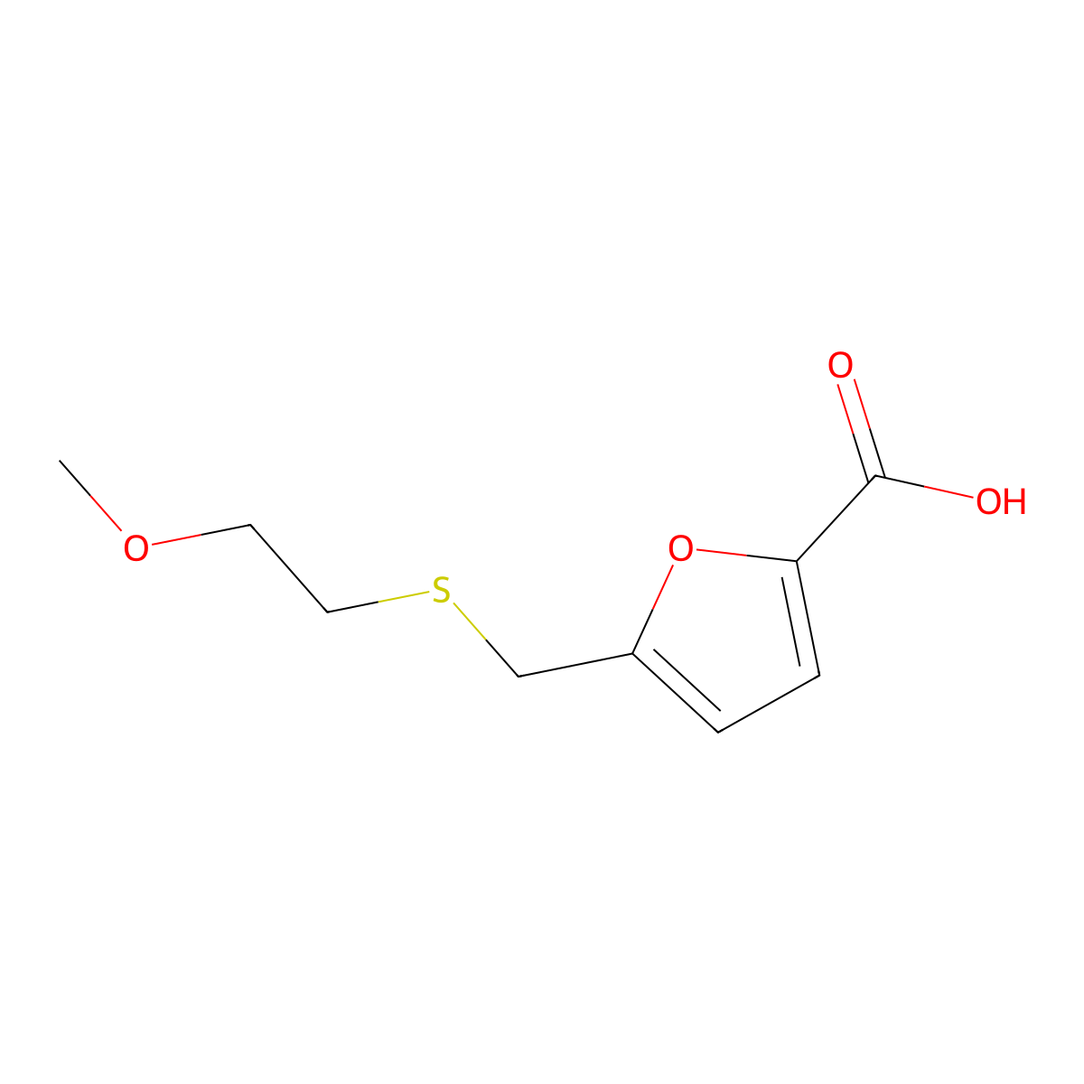 5-(2-Methoxyethylsulfanylmethyl)furan-2-carboxylic acid molecular structure, CAS 1156594-78-3