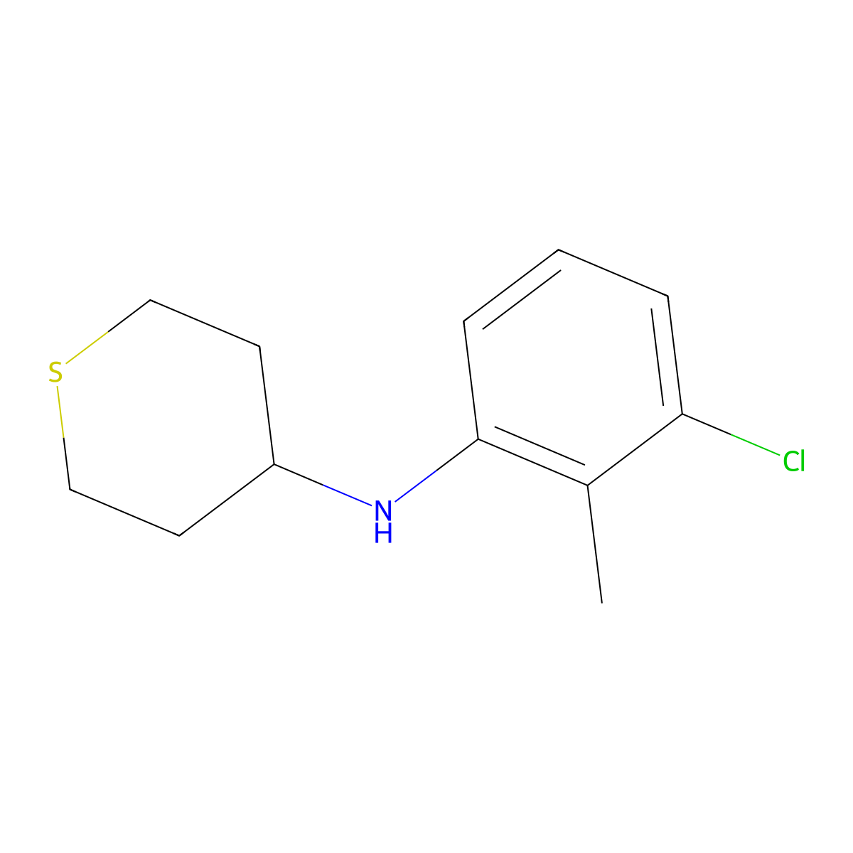 N-(3-chloro-2-methylphenyl)thian-4-amine molecular structure, CAS 1156599-57-3