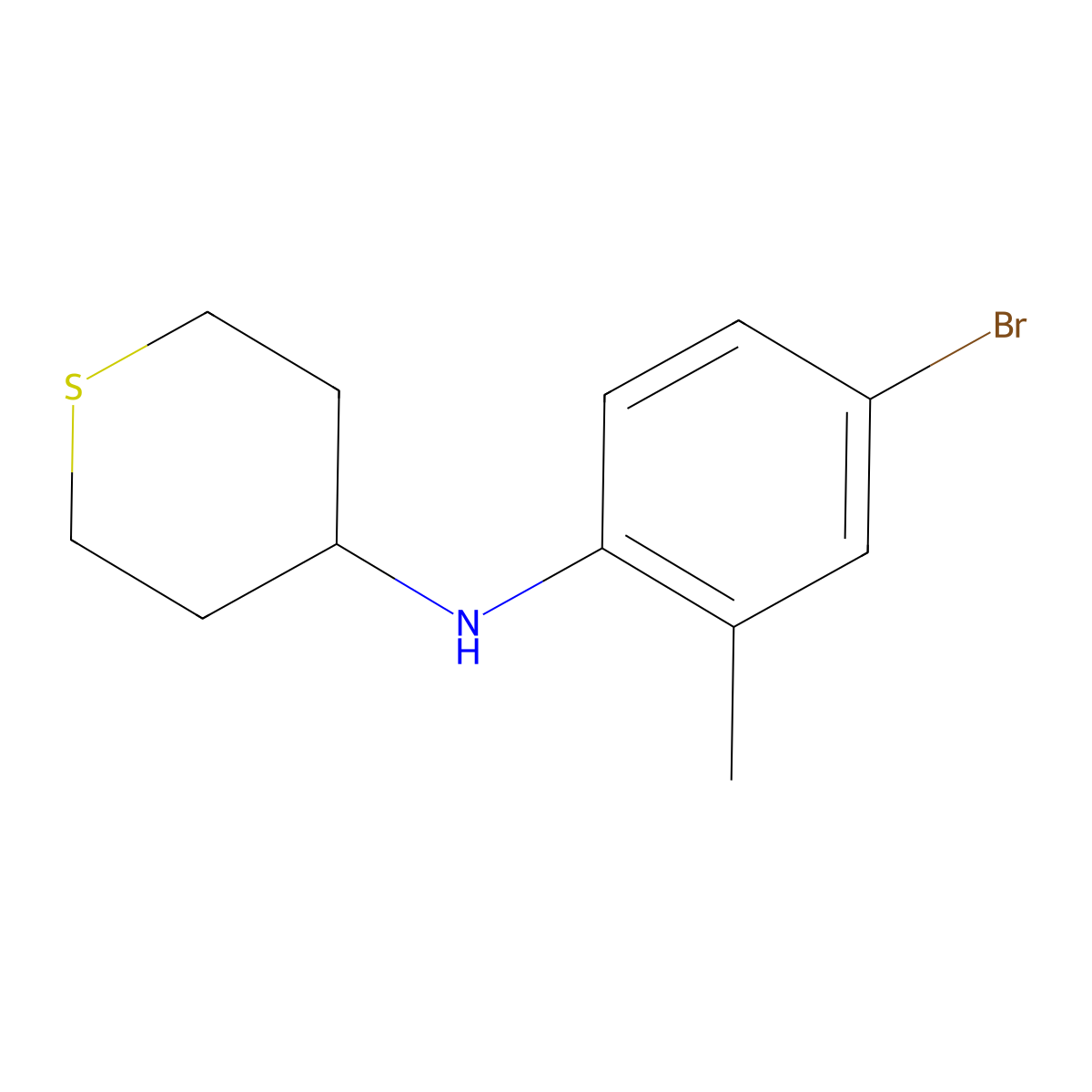 N-(4-bromo-2-methylphenyl)thian-4-amine molecular structure, CAS 1156599-62-0