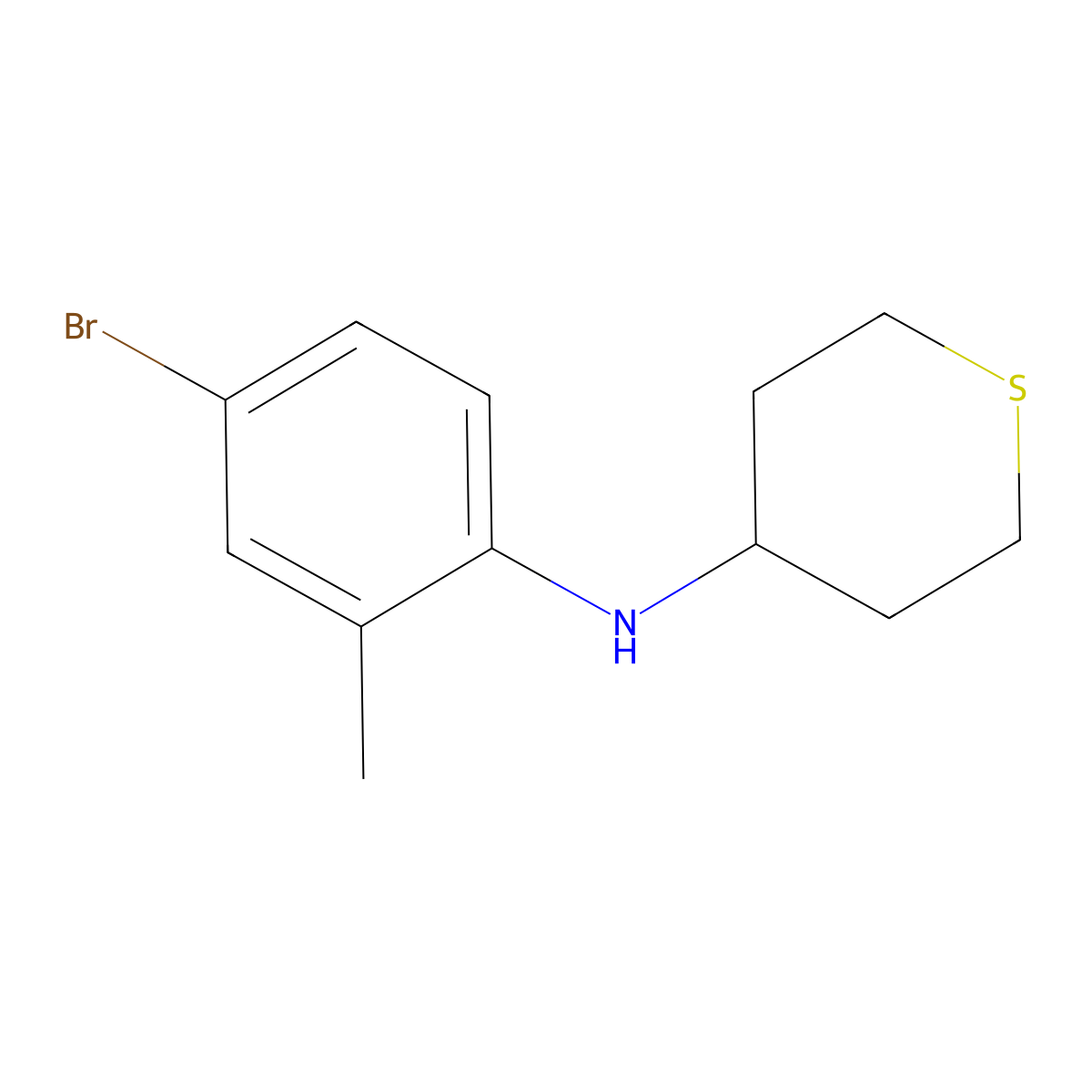 N-(4-bromo-2-methylphenyl)thian-4-amine molecular structure, CAS 1156599-62-0