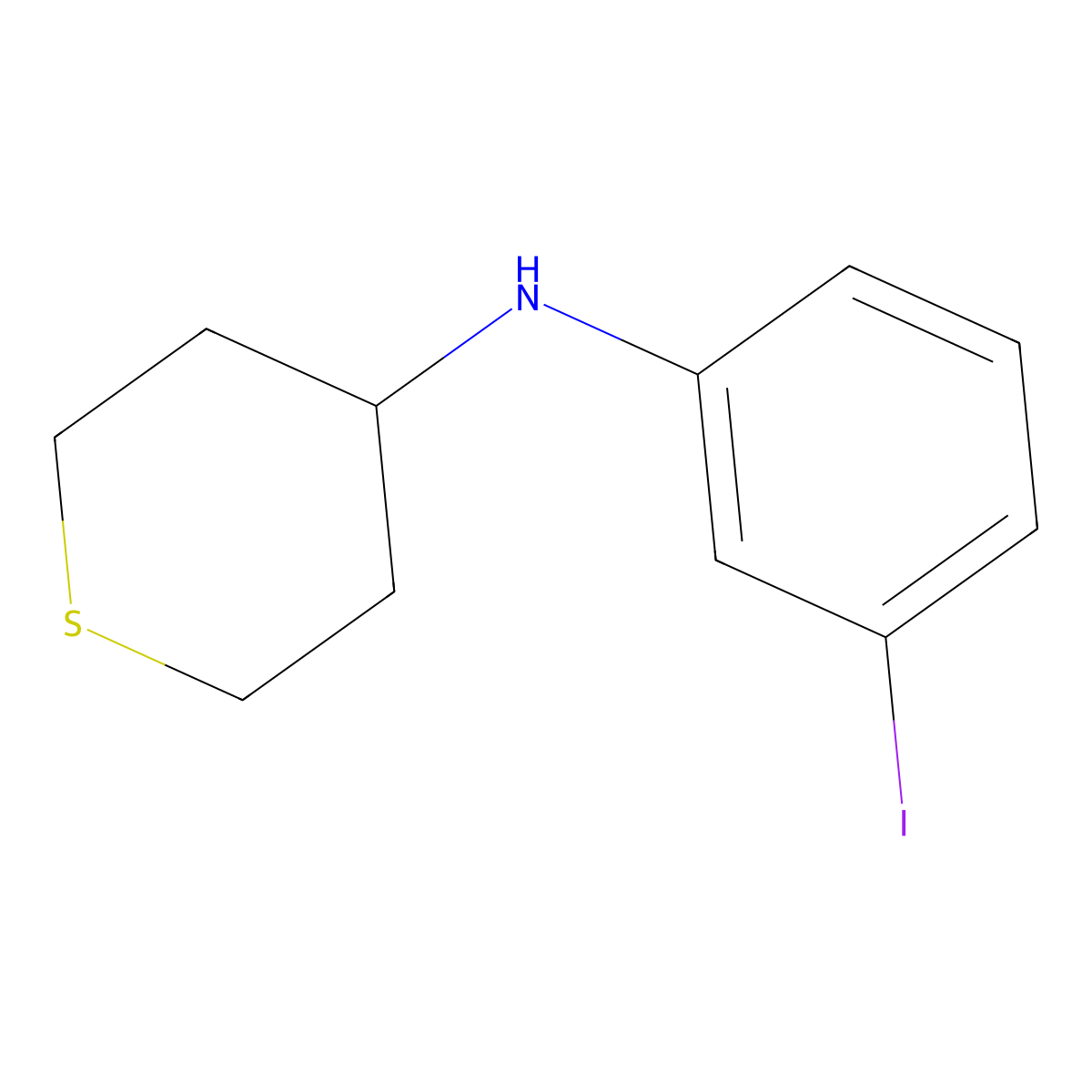N-(3-iodophenyl)thian-4-amine molecular structure, CAS 1156599-90-4